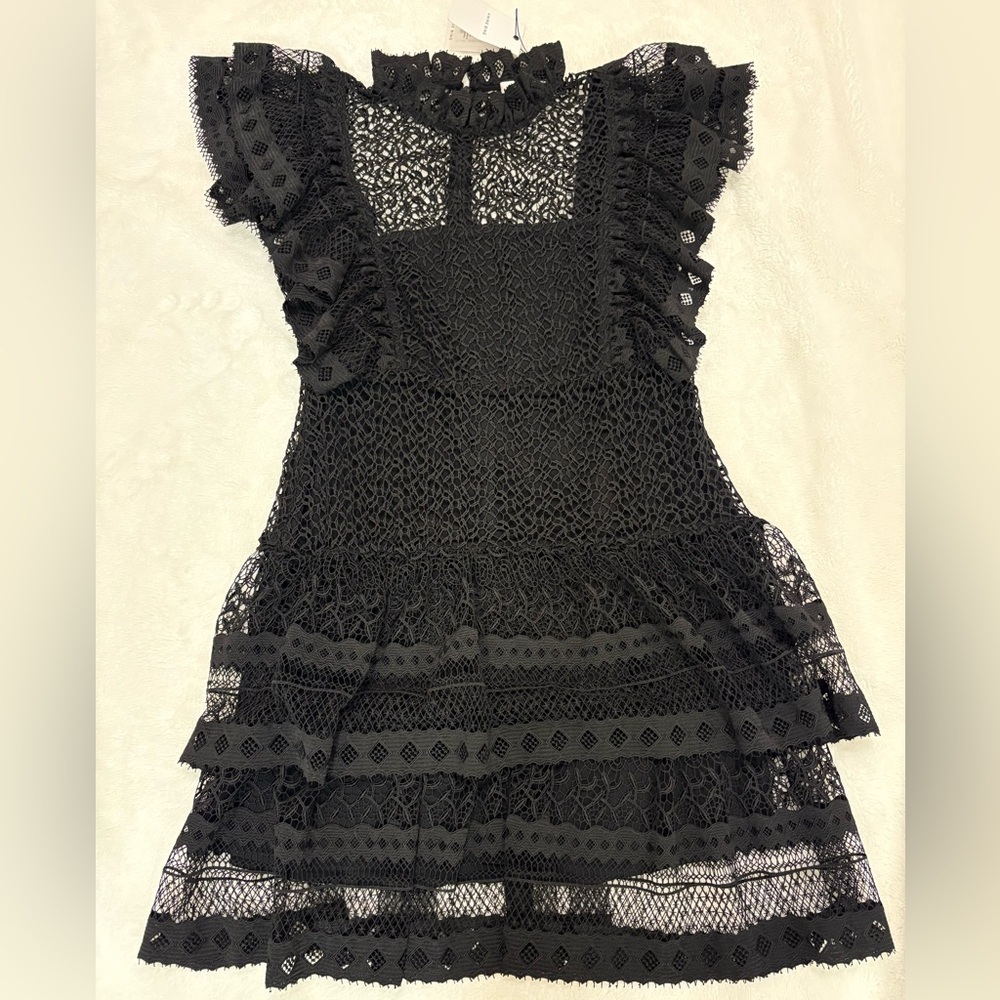 Anine Bing Penelope Lace Ruffle Teired Mini Dress Size M NWT - Picture 10 of 16